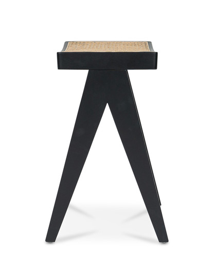 Harriet Barstool - Black With Cane Seat, 65Cm
