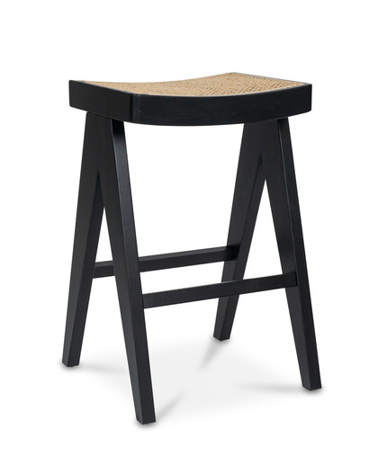 Harriet Barstool - Black With Cane Seat, 65Cm