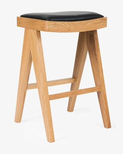 Harriet Barstool - Natural With Black Seat, 65Cm