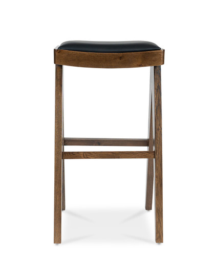 Harriet Barstool - Walnut With Black Seat, 75Cm