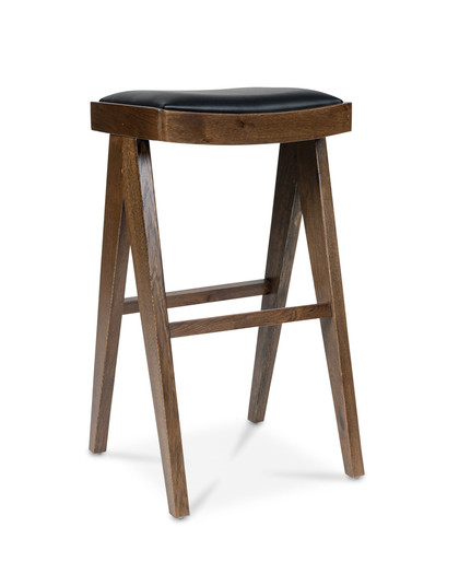Harriet Barstool - Walnut With Black Seat, 75Cm