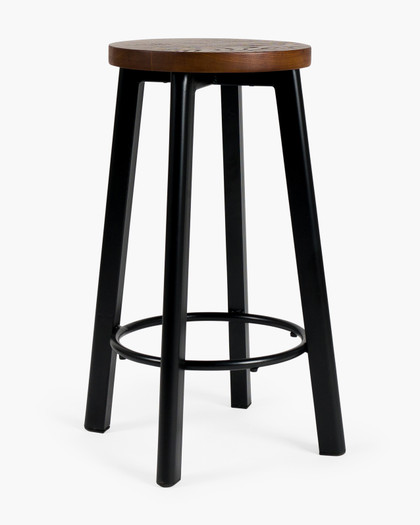 Jack Indoor Bar Stool - Black, 65Cm - Dark Oak