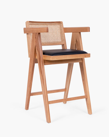 Lillian Barstool - Natural With Black Seat, 65Cm