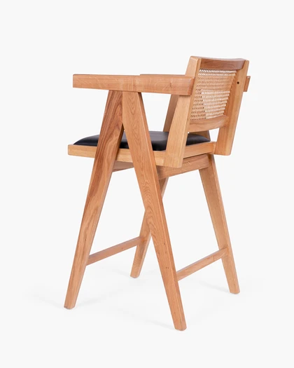 Lillian Barstool - Natural With Black Seat, 65Cm