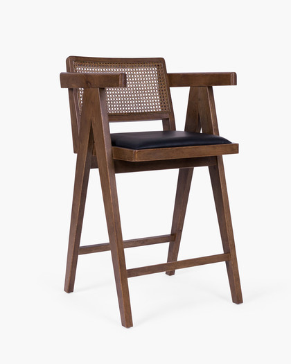 Lillian Barstool - Walnut With Black Seat, 65Cm