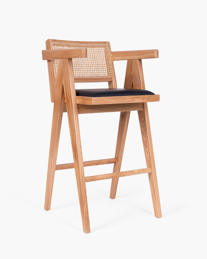 Lillian Barstool - Natural With Black Seat, 75Cm