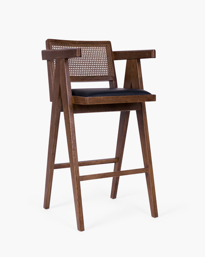 Lillian Barstool - Walnut With Black Seat, 75Cm