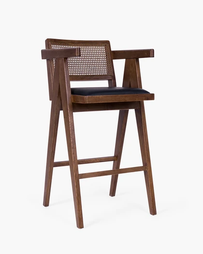 Lillian Barstool - Walnut With Black Seat, 75Cm