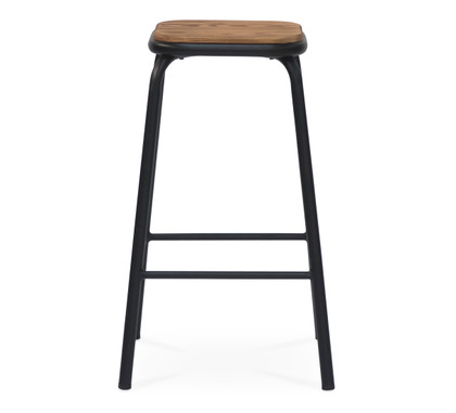 Pedro Bar Stool -Matt Black - Walnut Wood, 65Cm