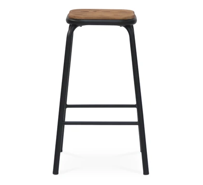 Pedro Bar Stool -Matt Black - Walnut Wood, 65Cm