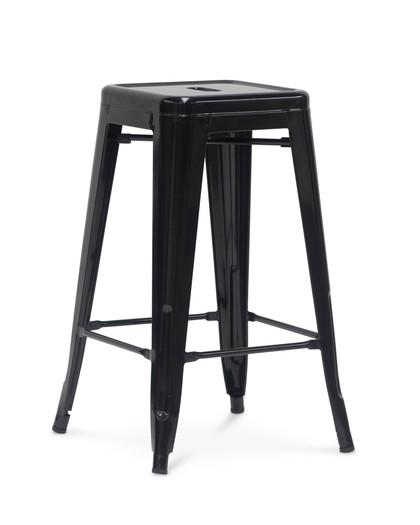 Tolix Replica Bar Stool - Black, 65Cm