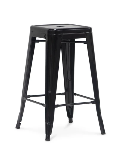 Tolix Replica Bar Stool - Black, 75Cm