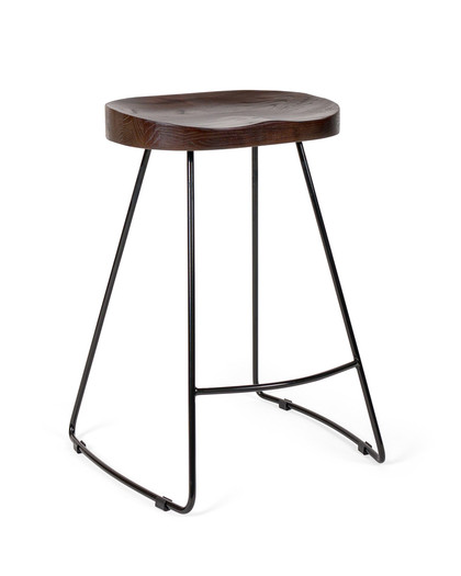 Trevor Wooden Bar Stool - Black, 65Cm - Walnut Seat