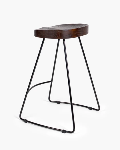 Trevor Wooden Bar Stool - Black, 65Cm - Walnut Seat