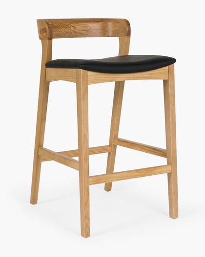 Grace Bar Stool - Natural, Black Seat, 65cm