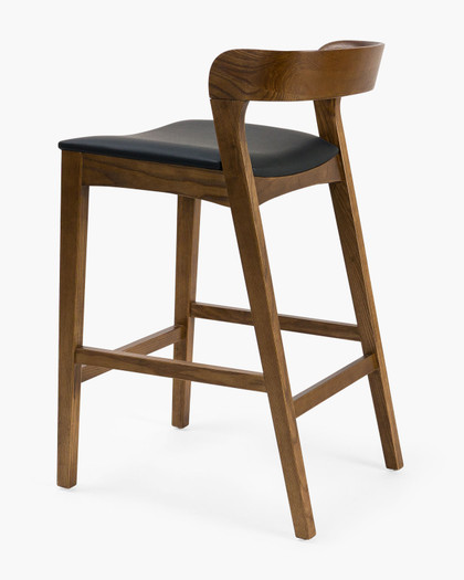 Grace Bar Stool - Walnut, Black Seat, 65cm