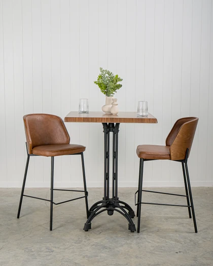 Clive Bar Stool - Dark Wood Back - Chestnut, 65Cm