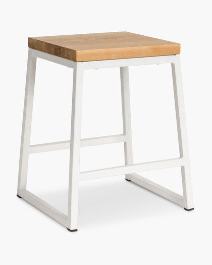 Jerry Bar Stool - White - Natural Wood, 45Cm