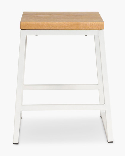Jerry Bar Stool - White - Natural Wood, 45Cm