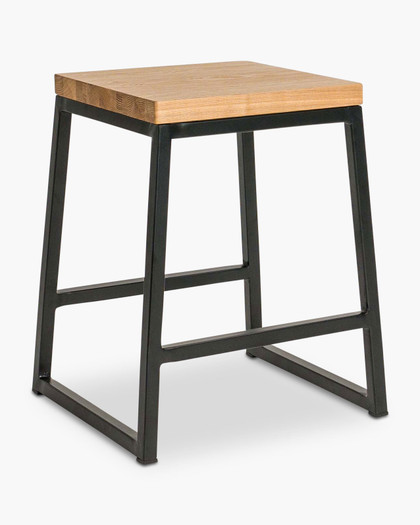 Jerry Bar Stool - Black - Natural Wood, 45Cm