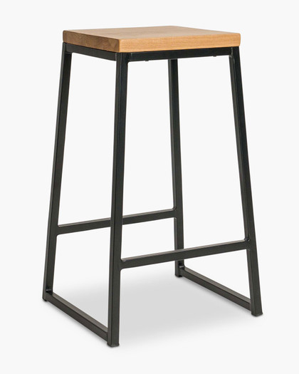 Jerry Bar Stool - Black - Natural Wood, 65Cm