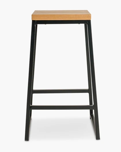Jerry Bar Stool - Black - Natural Wood, 65Cm