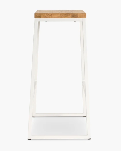 Jerry Bar Stool - White - Natural Wood, 75Cm