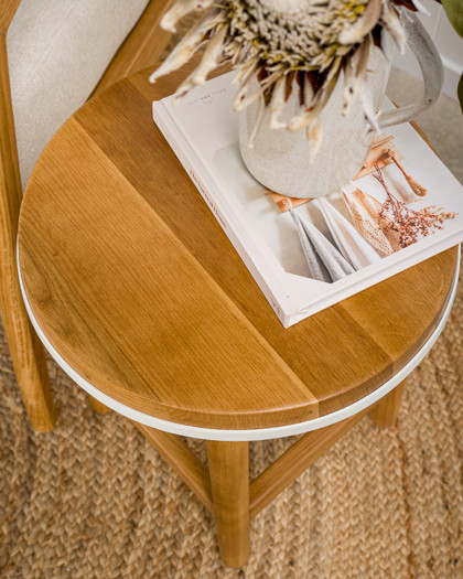 Curve Barstool - Natural Oak, White 45cm