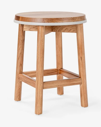 Cintesi Curve Barstool - Natural Oak, White 45cm 