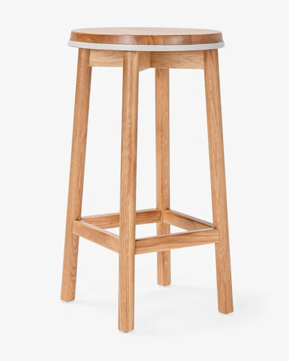 Cintesi Curve Barstool - Natural Oak, White 65cm 