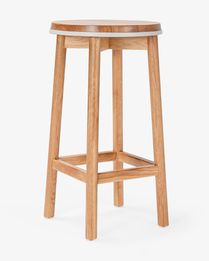 Curve Barstool - Natural Oak, White 65cm
