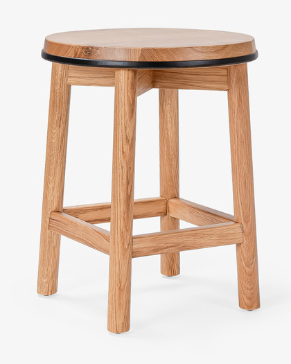 Curve Barstool - Natural Oak, Black 45cm