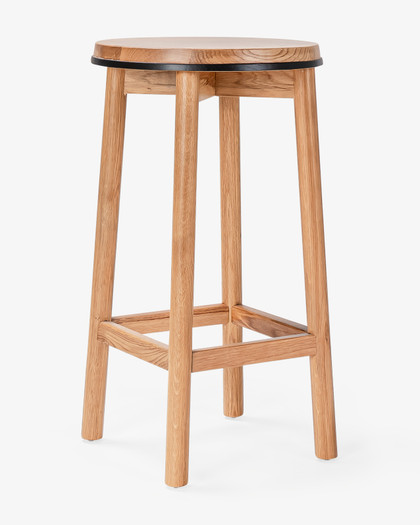 Curve Barstool - Natural Oak, Black 65cm