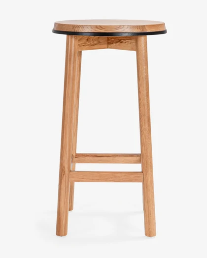 Curve Barstool - Natural Oak, Black 65cm