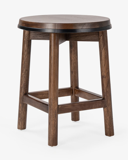 Curve Barstool - Dark Oak, Black 45cm