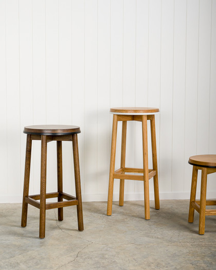 Curve Barstool - Dark Oak, Black 65cm