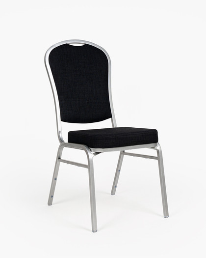 Banquet Chair - Silver Frame, Black Fabric