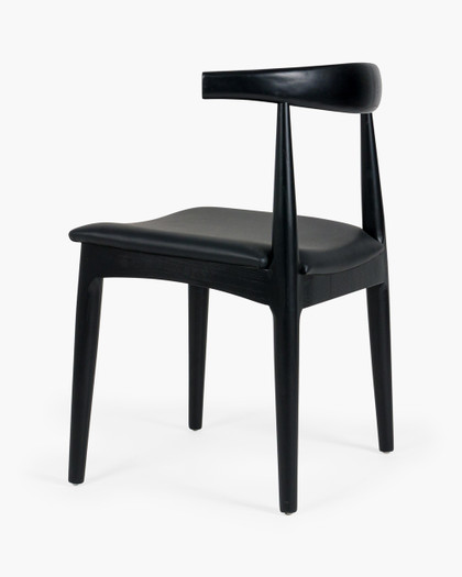 Hans Wegner Replica Elbow Chair, Black - Black Seat