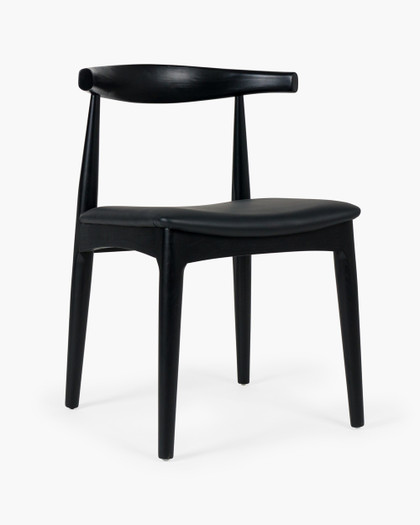 Hans Wegner Replica Elbow Chair, Black - Black Seat