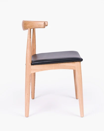 Hans Wegner Replica Elbow Chair, Natural- Black Seat