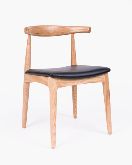Cintesi Hans Wegner Replica Elbow Chair - Natural, Black Seat 