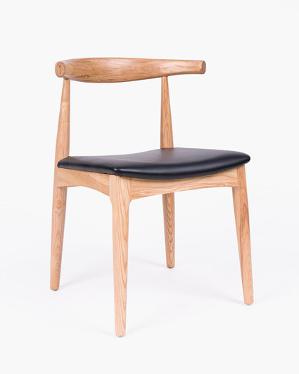 Hans Wegner Replica Elbow Chair, Natural- Black Seat