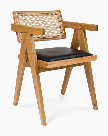 Lillian Armchair - Natural, Black Seat