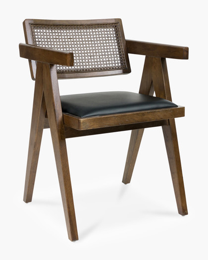 Lillian Armchair - Walnut, Black Seat