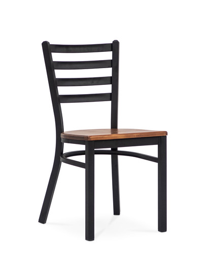 Mitchell Chair - Matt Black, Wooden Seat