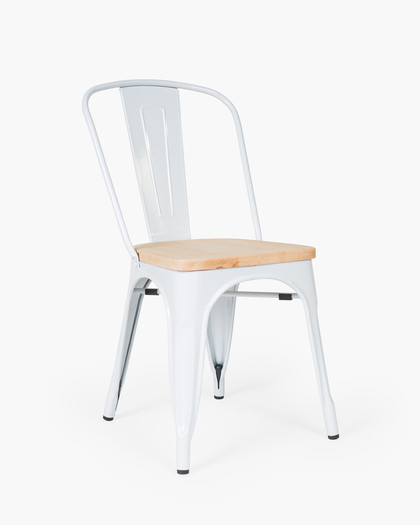 Tolix Replica Chair With Solid Ash Seat - White