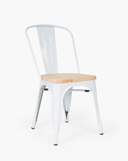 Cintesi Tolix Replica Chair With Solid Ash Seat - White 