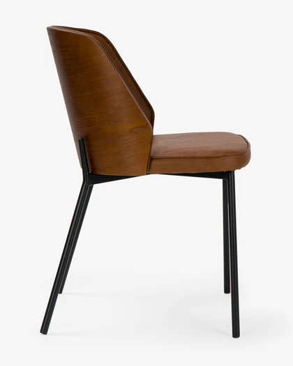 Clive Chair - Dark Wood Back, Chestnut Vinyl