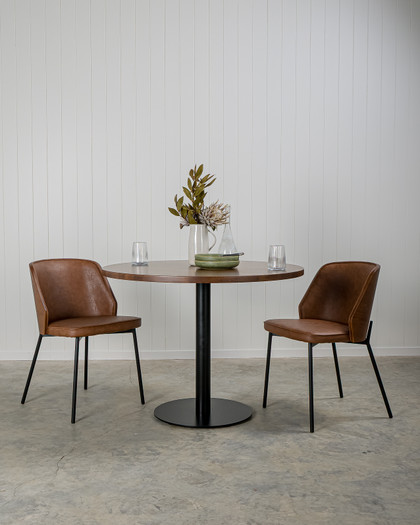 Clive Chair - Dark Wood Back, Chestnut Vinyl