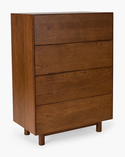 Sawyer Four Drawer Tallboy, Dark Oak